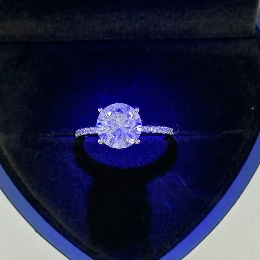 Moissanite Diamond Engagement Ring 2 Ct Brilliant 18K Finish GRA Size 8